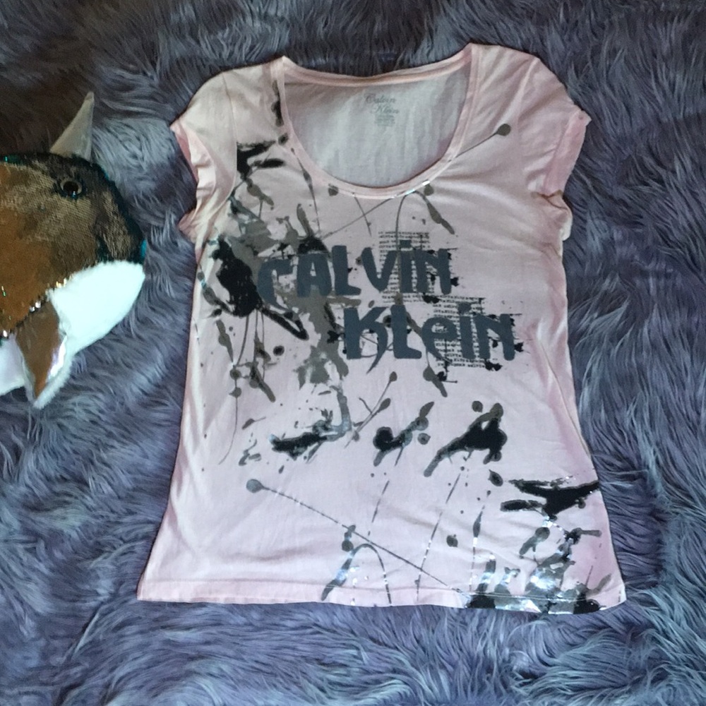 Calvin Klein silver foil tee